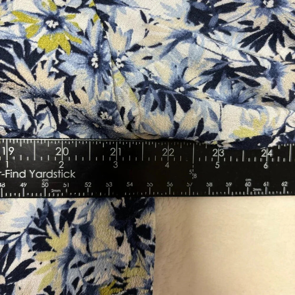 J Jill Womens Floral Blouse Long Sleeve Button Down Blue Yellow Size XL - Picture 6 of 10